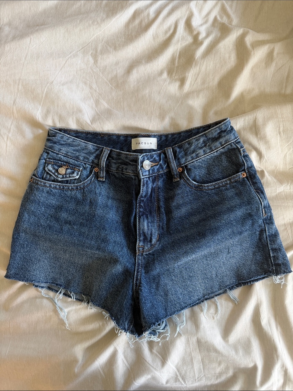 PacSun Dark Blue Raw-Hem Denim Shorts
